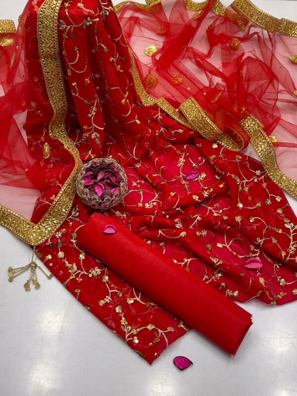 3PC Indian Fancy Unstitched Suit - Image 3